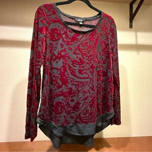 Simply Vera Wang floaty velvet tunic, maroon & black